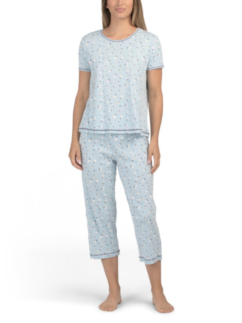 POPPY & CLAY 2pc Organic Cotton Dream Away Top And Capri Pants Pajama Set